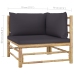 Set de muebles de jardín 6 piezas bambú con cojines gris oscuro