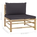 Set de muebles de jardín 6 piezas bambú con cojines gris oscuro