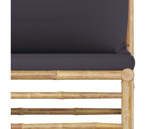 Set de muebles de jardín 6 piezas bambú con cojines gris oscuro