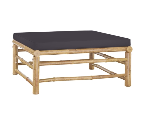 Set de muebles de jardín 6 piezas bambú con cojines gris oscuro