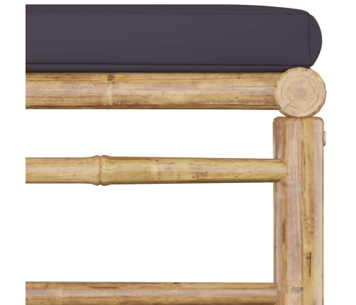Set de muebles de jardín 6 piezas bambú con cojines gris oscuro