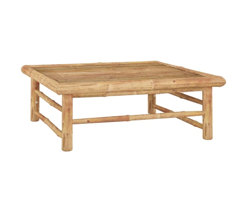 Set de muebles de jardín 4 piezas bambú y cojines blanco crema