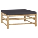 Set de muebles de jardín 5 piezas bambú con cojines gris oscuro