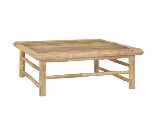 Set de muebles de jardín 6 piezas bambú y cojines blanco crema