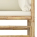 Set de muebles de jardín 6 piezas bambú y cojines blanco crema