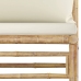Set de muebles de jardín 6 piezas bambú y cojines blanco crema