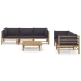 Set de muebles de jardín 6 piezas bambú con cojines gris oscuro
