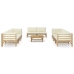 Set de muebles de jardín 9 piezas bambú y cojines blanco crema