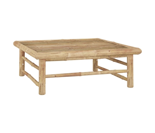 Set de muebles de jardín 6 piezas bambú y cojines blanco crema