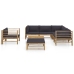 Set de muebles de jardín 8 piezas bambú con cojines gris oscuro