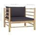 Set de muebles de jardín 8 piezas bambú con cojines gris oscuro