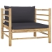 Set de muebles de jardín 8 piezas bambú con cojines gris oscuro