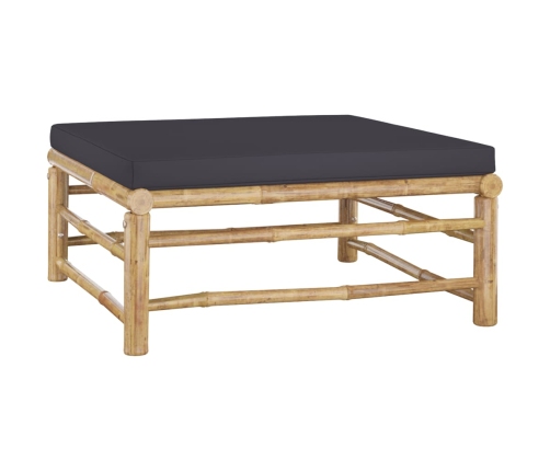 Set de muebles de jardín 8 piezas bambú con cojines gris oscuro