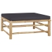 Set de muebles de jardín 8 piezas bambú con cojines gris oscuro