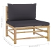 Set de muebles de jardín 8 piezas bambú con cojines gris oscuro