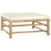 Set de muebles de jardín 8 piezas bambú y cojines blanco crema