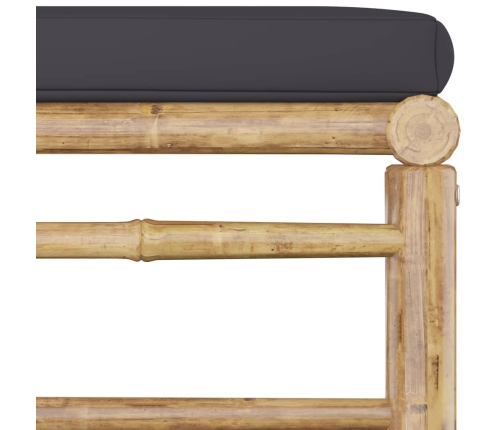 Set de muebles de jardín 11 pzas bambú con cojines gris oscuro