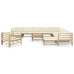 Set de muebles de jardín 12 piezas bambú y cojines blanco crema