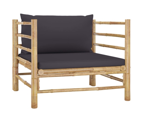 Set de muebles de jardín 12 pzas bambú con cojines gris oscuro