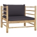 Set de muebles de jardín 12 pzas bambú con cojines gris oscuro