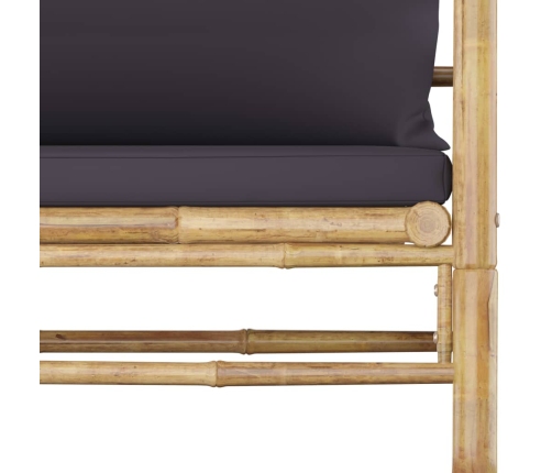 Set de muebles de jardín 12 pzas bambú con cojines gris oscuro