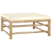 Set de muebles de jardín 12 piezas bambú y cojines blanco crema