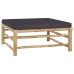 Set de muebles de jardín 7 piezas bambú con cojines gris oscuro