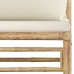Set de muebles de jardín 6 piezas bambú y cojines blanco crema