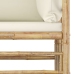 Set de muebles de jardín 3 piezas bambú y cojines blanco crema