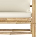 Set de muebles de jardín 7 piezas bambú y cojines blanco crema