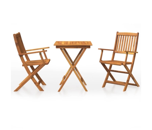 Comedor de jardín plegable 3 piezas madera maciza de acacia