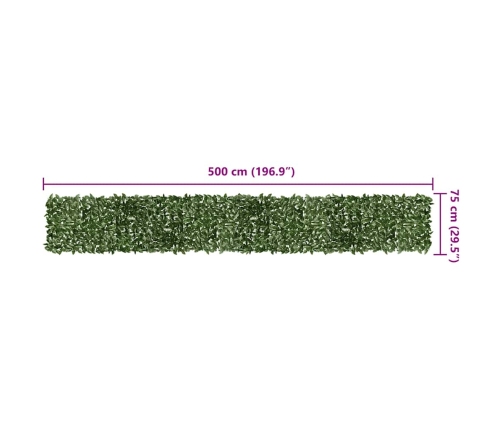 Toldo para balcón con hojas verde oscuro 500x75 cm