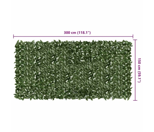 Toldo para balcón con hojas verde oscuro 300x150 cm
