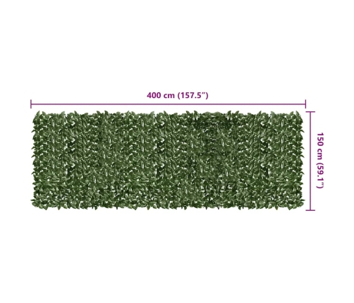 Toldo para balcón con hojas verde oscuro 400x150 cm
