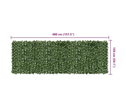 Toldo para balcón con hojas verde oscuro 500x150 cm