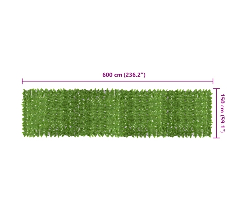 Toldo para balcón con hojas verde 600x150 cm