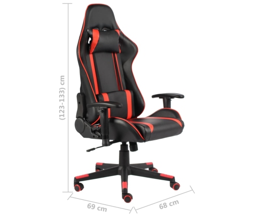 Silla gaming giratoria PVC rojo