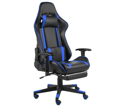 Silla gaming giratoria con reposapiés PVC azul