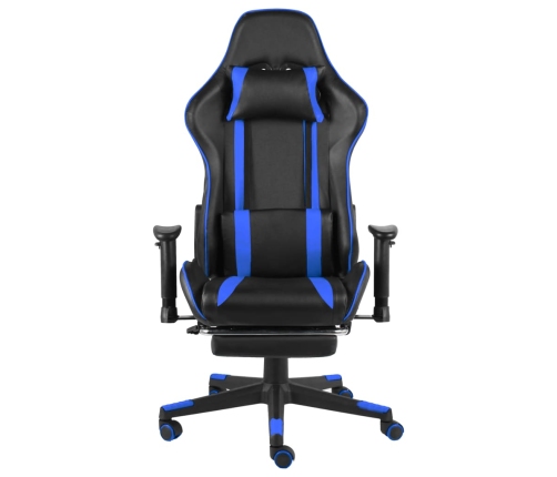 Silla gaming giratoria con reposapiés PVC azul