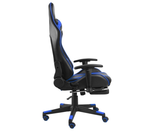 Silla gaming giratoria con reposapiés PVC azul