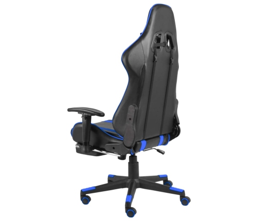 Silla gaming giratoria con reposapiés PVC azul