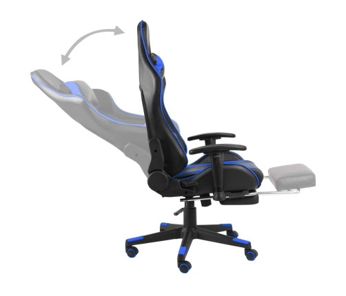 Silla gaming giratoria con reposapiés PVC azul