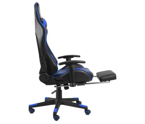 Silla gaming giratoria con reposapiés PVC azul