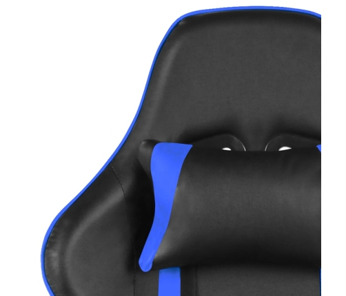 Silla gaming giratoria con reposapiés PVC azul