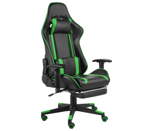 Silla gaming giratoria con reposapiés PVC verde