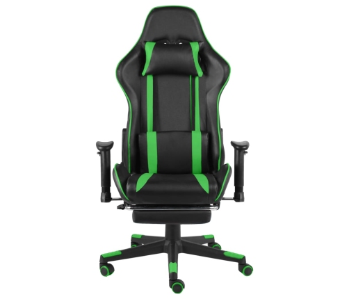 Silla gaming giratoria con reposapiés PVC verde