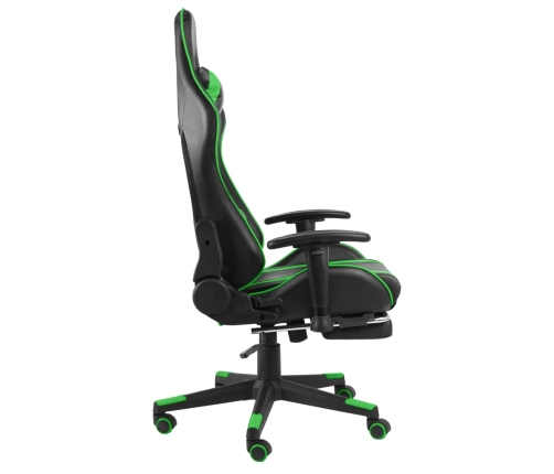 Silla gaming giratoria con reposapiés PVC verde