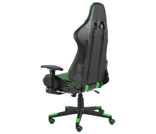 Silla gaming giratoria con reposapiés PVC verde