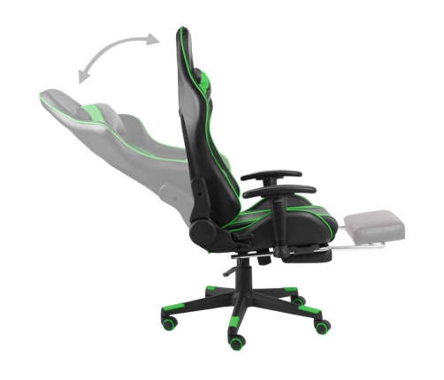 Silla gaming giratoria con reposapiés PVC verde