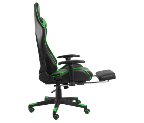 Silla gaming giratoria con reposapiés PVC verde